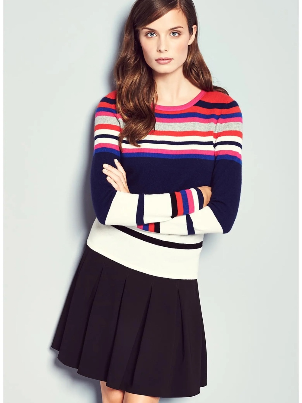 Diane Von Furstenberg Jolanta Stripe Cashmere Sweater in Navy